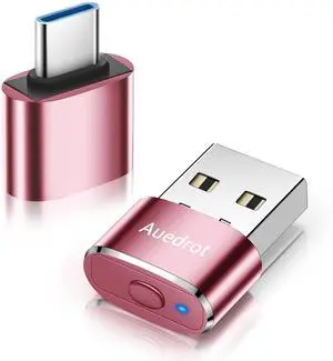 AUEDROT Metal Mouse Jiggler with Switch Button, 2 Jiggle Modes, USB-C Adapter, Rose Gold