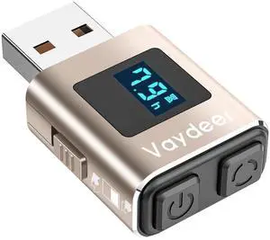 VAYDEER Metal Mini Mouse Jiggler, T5s Mouse Mover with Timer, LED Countdown, Undetectable, 3-Button Control, for Office, Remote Work, Online Meetings,Shaker Wiggler to Boost Your Productivity (Golden)