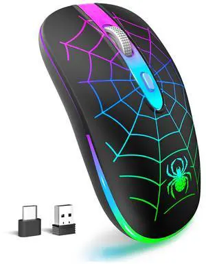 TaIYanG Wireless Mouse, 2.4G Portable Optical Quiet Cute Mouse with USB Receiver and Type C Adapter, 3 Adjustable DPI LED Wireless Mice for Laptop, Computer, PC, MacBook, Desktop