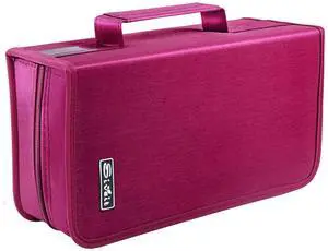 Siveit CD/DVD Storage Holder - 128 Capacity Organizer, Portable CD Wallet for Home & Travel (Black, Rose)