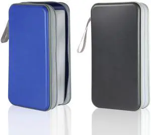 YILAG CD Case DVD Storage 2 Pack,100 Capacity DVD Cases Holder CD Storage Case Holders Plastic CD DVD Disc Case Storage Wallet Binder for Car Home Office Travel (Black&Blue)