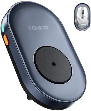 HONKID Undetectable Mouse Jiggler - Auto Mover with On/Off Switch & USB Port, No Software Needed, Prevent Sleep/Lock for Home Office & PC/Mac/Desktop (Blue Black), Perfect for Gifts/Remote Work