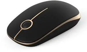 Wireless Mouse - 2.4G Slim Portable Computer Mouse with Nano Receiver, Less Noise Mobile Optical Mice for Notebook, PC, Laptop, Computer, Mac (Black and Gold)