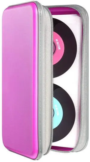 UENTIP 96 Capacity CD Case,Portable DVD Hard Plastic Case Holder CD Organizer Wallet Protective DVD Storage (96, purple)
