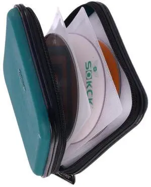 XiongYe CD DVD Wallet, 32 Capacity Heavy Duty, DVD CD Case Holder for Car,Portable DVD/VCD Storage Disk, Hard Shell Sturdy case, Car CD Disk Holder,Booklet, Blu-ray Wallet (32 Capacity,Darkgreen)