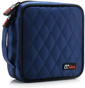 CCidea 40 Capacity CD/DVD Case Holder Portable Disc Wallet Storage Binder Nylon Cd Bag (Blue)