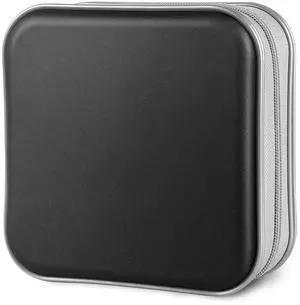 Siveit CD Case, 40 Capacity CD/DVD Case Holders Wallet Hard Plastic DVD Disc Cases Storage Binder for Car Home Office Travel (Black)
