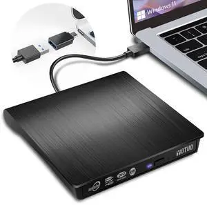 YOTUO External DVD Drive, Portable USB 3.0 CD +/-RW Drive DVD Player for ROM Rewriter Burner for Laptop Desktop, Compatible with Windows 7/8/10/11 Mac MacBook Pro/Air (DVD Burner)