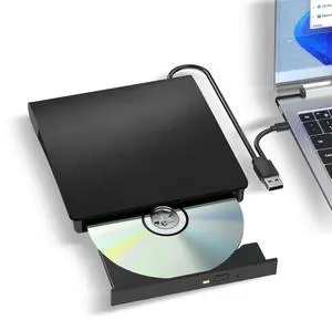 mthstec External DVD Drive, USB 3.0 Type-C Portable CD Burner, CD ROM +/-RW External CD Player, External CD DVD Drive for Laptop Desktop PC Mac Windows Linux (Black)