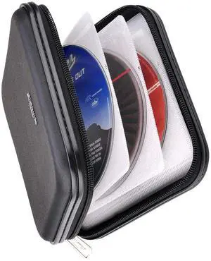 XiongYe CD DVD Wallet, 32 Capacity Heavy Duty, DVD CD Case Holder for Car,Portable DVD/VCD Storage Disk, Hard Shell Sturdy case, Car CD Disk Holder, Booklet, Blu-ray Wallet (32 Capacity,Black)