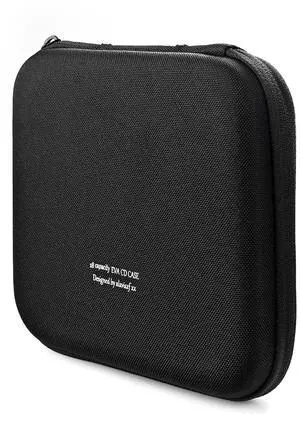 alavisxf xx CD Case, 28 Capacity EVA Protective DVD Case Portable Zipper CD Case Holder Disc Storage Organizer Wallet Bag for Car Home Travel (28 Capacity, Black28)