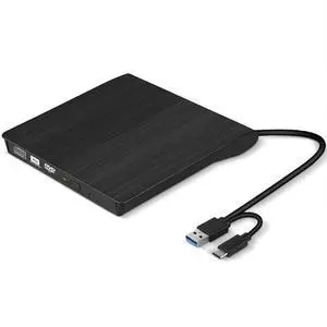 Acgryptical External DVD Optical Drive USB3.0 Writer USB-C External CD/DVD cd-r/cd-ROM Optical Drive for Laptop/Desktop/MacBook MAC/Windows 10/8/7 & MAC OS
