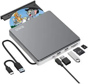 External DVD Drive, USB C Superdrive for Apple USB 3.0 DVD Burner Reader for Mac, Portable CD +/-RW Drive External DVD Player for Laptop MacBook Windows 11 10 PC Linux OS