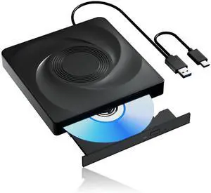 External CD/DVD Drive for Laptop External DVD Drive, DVD Player Portable CD Reader for Laptop, CD Burner Compatible with PC Windows 11/10//7 Linux Mac OS