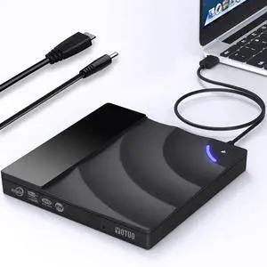 YOTUO External DVD Drive, Portable USB 3.0 CD +/-RW Drive DVD Player for ROM Rewriter, Burner for Laptop, Desktop, Compatible with Windows 7/8/10/11, Mac, MacBook Pro/Air