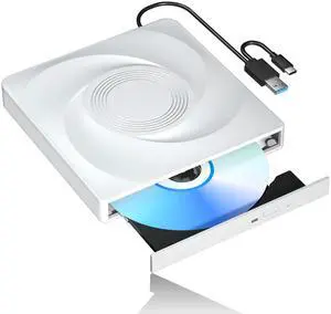 External CD/DVD Drive for Laptop CD Burner External DVD Drive, CD ROM DVD Player Portable CD Reader for Laptop PC, Compatible with Windows Linux Mac OS