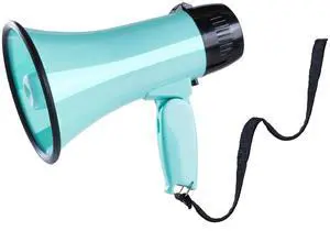 MyMealivos Portable Megaphone Bullhorn 20 Watt Power Megaphone Speaker Voice and Siren/Alarm Modes with Volume Control and Strap (Teal)