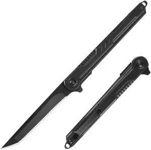 FUNBRO EDC Pocket Knife - 7CR13Mov Steel Tanto Blade, Slim Survival Knife with Clip and Liner Lock, Window Breaker - For Outdoor Camping