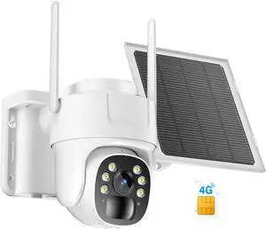 KKB 4G LTE Cellular Solar Security Cameras Wireless Outdoor, No WiFi Security Camera Built-in SIM Card, Unlimited Data, 2K HD Cam Color Night Vision, 355° Live View, PIR Motion Sensor, 2-Way Audio