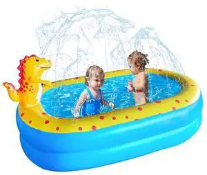 Inflatable Swimming Pool for Kids with Sprinkler, Funny Blow up Piscina 67'' x 41'' x 32'' Full-Sized Family for Backyard, Summer Water Party