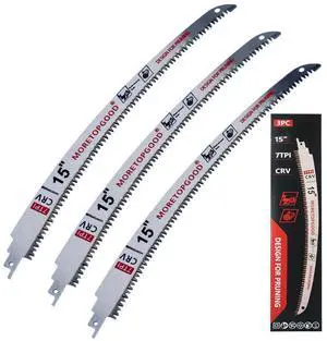 MORETOPGOOD 15 Arc Edge Reciprocating Saw Blade, 7TPI Japanese Teeth with Curved Edge Wood Pruning Saw Blades for Tree Trimming, Wood Cutting (3 Pack)