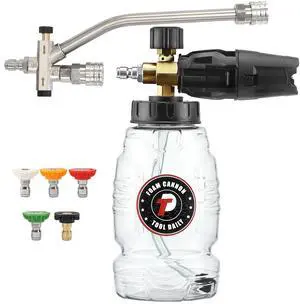 Tool Daily Pressure Washer Foam Cannon with Dual Connector Accessory, Double Tip Attachment for Soap Cannon, 5 Power Washer Nozzle Tips, 1/4 Quick Connect