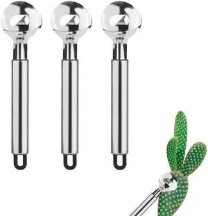 3pcs Cactus Peeler Spoon, Stainless Steel Cuchara Pelador De Nopales Multifunctional Cactus Peeling Knife Tool Sliced Chinese Noodle Cutter for Cooking Kitchen Gadgets