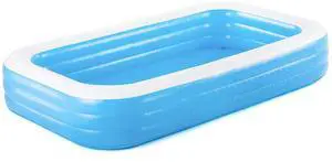 H2OGO! Blue Rectangular Inflatable Family Pool (10' x 6' x 22")