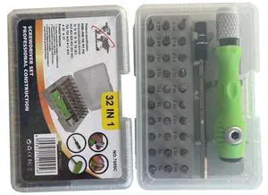 32-in-1 Magnetic Precision Screwdriver Set with Star, Torx, Phillips, Slotted, Hex Bits - Mini Repair Tool Kit for Glasses, Laptop, Phone, Watch, Toys