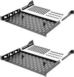 Tecmojo 1U Rack Shelf,19 inch,Server Rack Shelf 10 inch Depth,Rack Mount Shelf with Anti-Slip Stops,Network Shelves for 19 in Equipments, 110lbs Capacity of Vented 1U Shelf,No Lip(2 Pack)