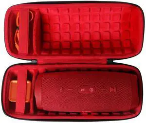 co2CREA Hard Travel Case for Replacement for JBL Charge 4 / Replacement for JBL Charge 5 Waterproof Bluetooth Speaker (Outside Black and Inside Red)