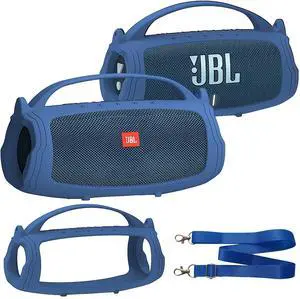 Silicone Cover Case Compatible with JBL Charge 4/5 Portable Bluetooth Speaker, Soft Skin Sleeve for JBL Charge 4/5 Bluetooth Speaker Accessories (Blue Case, NOT for Wi-Fi Version)