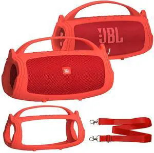 Silicone Cover Case Compatible with JBL Charge 4/5 Portable Bluetooth Speaker, Soft Skin Sleeve for JBL Charge 4/5 Bluetooth Speaker Accessories (Red Case, NOT for Wi-Fi Version)