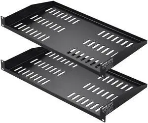 VEVOR 2PCS 1U Server Rack Shelf, Universal Vented Rack Mount Cantilever Tray for 19 inch Network Equipment Rack & Cabinet, 10" Deep Rack Mount Shelf, Weight Capacity 50 lbs Wall Mount Rack Shelf