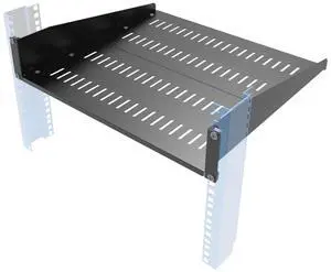 JINGCHENGMEI 2U Vented Server Rack Shelf- Deep Adjustable Universal Rack Mount Cantilever Tray for 19" Network Equipment Rack & Cabinet,16 inches Deep, Black (2U16Inch)