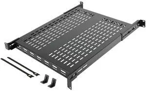 Tecmojo 1U 4-Post Vented Server Rack Mount Shelf,27.6in Deep with Adjustable Depth 19.7-37.4inch,Supports to 242 lbs,Universal Tray for 19 Inch AV/Network Equipment Rack,Black