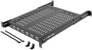 Tecmojo 1U 4-Post Vented Server Rack Mount Shelf,21.7in Deep with Adjustable Depth 13.5-31.8 Inch,Supports to 242 lbs,Universal Tray for 19 Inch AV/Network Equipment Rack,Black