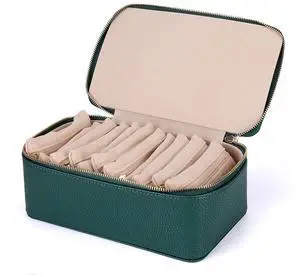 NCONCO Travel Jewelry Box, Portable PU Leather Travel Jewelry Organizer with 12pcs Velvet Bags Compact & Lightweight Travel Jewelry Case for Necklaces Rings Earrings Sorting Storage