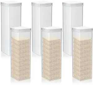 Suclain 6 Pcs Square Cracker Keeper Plastic Saltine Cracker Sleeve Storage Container Tall Spaghetti Baking Soda Container Bread Saver for Airtight Cookie Cereal Fresh Food Holder