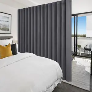Hiasan Privacy Room Divider Patio Sliding Door Curtain Extra Wide Blackout Thermal Insulated Curtains with Back Tab & Rod Pocket for Bedroom Partition Living Room (120 x 96 Inches, Dark Grey)
