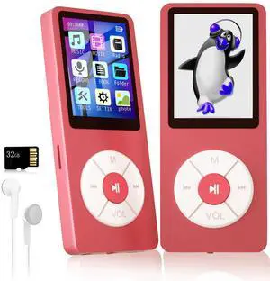 MP3 Player with 32GB TF Card,Built-in HD Speaker,Portable HiFi Music Player with Video/Voice Recorder/FM Radio/Photo Viewer/E-Book Player for Kids