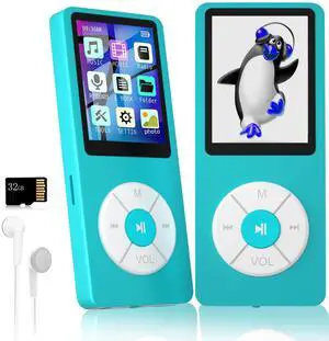 MP3 Player with 32GB TF Card,Built-in HD Speaker,Portable HiFi Music Player with Video/Voice Recorder/FM Radio/Photo Viewer/E-Book Player for Kids (Sky Blue)