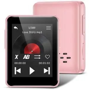 MP3 Player with Bluetooth, 32GB Portable Bluetooth MP3 Player for Kids, 1.8 inch Music Player with Speaker, FM Radio, Voice Recorder, Supports Expanded Up to 512GB(Pink)