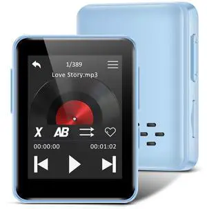 32GB MP3 Player for Kids, 1.8 inch Portable Small Music Bluetooth MP3 Player with Speaker, FM Radio, Voice Recorder, Alarm Clock, Stopwatch, Up to 512GB(Blue)