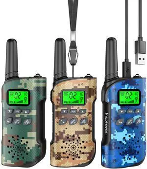 Inspireyes Walkie Talkies for Kids Rechargeable,Toys for Boys and Girls Ages 3-12, 3 Pack Long Range 2-Way Radios, Birthday Gifts,Christmas Stockings, Outdoor Play, Family Games, Hiking Camping Gear