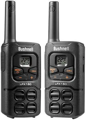 Bushnell LPX150 Walkie Talkie Radio - Reliable Quality, Rugged Design, 0.5W Power for 20 Miles of Range, Two Way Radios Equipped for Wherever Life Takes You (2 Pack)
