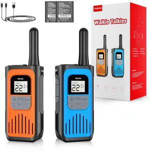 YHJQWDZ Walkie Talkies for Adults, Rechargeable Walkie Talkies Long Range 22 Channel Two-Way Radios with 1200mAh Li-ion Batteries and USB Charger for Biking,Camping,Hiking,2 Pack