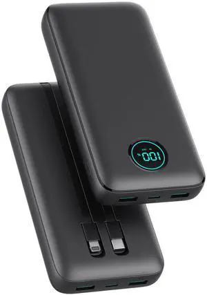 Portable Charger 40,800mAh Power Bank,25W PD QC 4.0 Fast Charging Portable Phone Charger with Built-in Cables,LCD Display USB C Travel Essentials Battery Pack for iPhone 17/16/15/14,Android Samsung