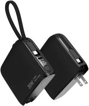 SHDNXASJ 20000mAh Portable Charger Wall Plug 35W Power Bank with Built in Cable Fast Charging External Phone Battery Charger for iPhone 17/16/15/14 Android Samsung, Idea for Travel