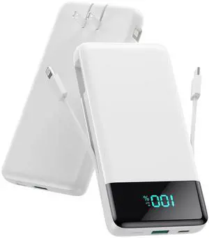 Portable Charger for iPhone with Built in Cables and Wall Plug,Upgraded 13800mAh Fast Charging USB C Power Bank,4 Outputs Travel Essential Battery Pack Compatible with iPhone 17/16/15,Samsung-White Portable Charger for iPhone with Built in Cables and Wall Plug,Upgraded 13800mAh Fast Charging USB C Power Bank,4 Outputs Travel Essential Battery Pack Compatible with iPhone 17/16/15,Samsung-White